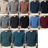 Itooh  Men's Autumn Long-Sleeved Wool Blend Solid Color Polo Pullover Sweater with Lapel, Casual Bottoming Sweater -Sizes M-4XL