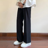 Itooh Summer Black Suit Pants Men Fashion Social Mens Dress Pants Korean Loose Bell-bottoms Pants Men Mens Office Formal Trousers