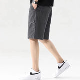 Itooh Summer New Trend Men's Clothing Loose Oversized Fashion Casual Solid Color Straight Elastic Waist Drawstring Cargo Shorts