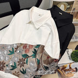 Itooh Summer Embroidered Shirts Men Fashion Casual Flower Shirts Mens Japanese Streetwear Loose Short Sleeve Shirts Men Plus Size