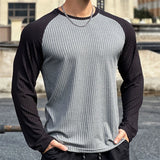 Itooh Gym Fitness T-shirt Men Long Sleeve Splice color Shirt Male Bodybuilding Tees Tops Running Sports Quick Dry Training Clothing