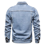 Itooh Spring Autumn Men Denim Jackets Casual Solid Color Lapel Single Breasted Jeans Jacket Man Slim Fit Cotton Outwear Coats