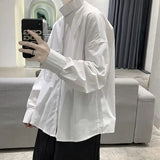 Itooh New Chinese Stand Collar Shirt Men's Dark Off Shoulder Casual Loose Shirt Wear Men's High-end Zhongshan Shirts Camisas De Hombre