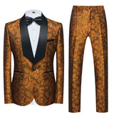 Itooh Fashion New Men's Casual Boutique Business Wedding Host Flower Color Suits 3 Pcs Set Dress Blazers Jacket Pants Vest Coat