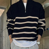 Itooh  Autumn Clothing Men's Luxury Knitted Pullover Sweater Korean Turtleneck Zipper Long Sleeve Loose Stylish Knitwear 2024 New