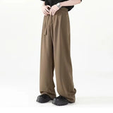 ITOOH Mens Casual Trousers Spring Japanese Thin Black Fashionable Straight Leg Pants Bring A Belt Quick Drying Comfortable Loose Pants