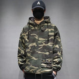 Itooh Japanese Camouflage Jacket Cargo Hooded Coats Men's Retro Trend Loose Windbreak Hoodies Zipper Pullover Green Military Teachwear