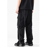 Itooh Vibe High Street Straight Workwear Pants Men's Trendy American Hip-hop Pants Cuffs Zippered Split Cargo Trousers Side Pockets