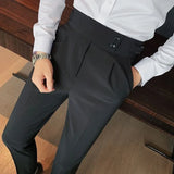 ITOOH Men's Luxury Button-down Draped Baggy Suit Pants Casual Solid Color Straight Premium Elegant Dress Pants 2024 New Spring