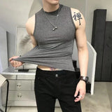 Itooh Summer Trend Vest Men's Tight Turtleneck Sleeveless Cotton Vest Male Slim Fitness Stretch Tank Tops Bottoming Shirt Streetwear