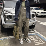 Itooh Japanese Retro Ami Khaki Overalls Men's Loose Suspenders Rompers Suits Bf Skills Jumpsuits Cotton Mechanic Function Work Pants