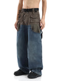 Itooh  Patchwork Baggy Wide Leg Jeans Pants Men Distressed Denim Trousers Male Oversize Japanese Streetwear Safari Style Casual