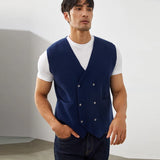 Itooh Men's V-neck 100% pure cashmere vest short knit men's cardigan sleeveless sweater high-end comfortable hot selling Coat vest