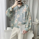 Itooh Spring New Fashion Casual Long Sleeve Lapel Men's Hong Kong Breeze Trend Korean Version Printed Loose Simplicity Shirt