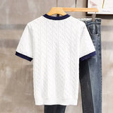 Itooh 2024 Spring Summer Fashion Mens T-shirts Knitted Short Sleeve O Neck Pullover Tops Leisure Breathable Knit T Shirt Men Clothing