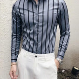 ITOOH Male Shirts Long Sleeve Business Striped Men's Shirt High Quality Luxury Original with Sleeves Korean Style Sale Slim Fit Social