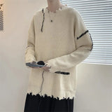 Itooh Spring Autumn Ins High Street Ripped Sweater Men's Hole Loose Lazy Knitted Pullover Harajuku Version Trend Student Streetwear