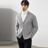 Itooh Men's 100% pure cashmere cardigan lapel sweater new  solid color knitted casual long sleeved jacket high-end men's sweater