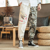 Itooh China-Chic harem pants Men's Original Tradition Dragon Pattern Embroidery Casual Trousers Men Personality Yin-yang Jogger Pants