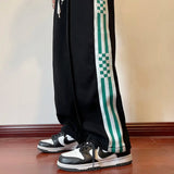 Itooh Sweatpants Men Straight Wide-Leg Pants Spring Stripe Unisex Loose Casual Pants Streetwear Women Black White Sport Trousers 3XL