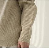 Itooh Stand-up Collar Zipper Knitted Turtleneck Sweater