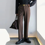 ITOOH Stylish Casual Belt Suit Pants