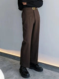 ITOOH Stylish Casual Belt Suit Pants