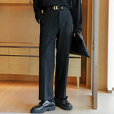 ITOOH Stylish Casual Belt Suit Pants