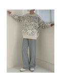 Itooh Textured Printed Pattern Thickened Sweater