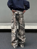 ITOOH Wide Leg Camouflage Cargo Pants