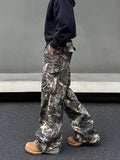 ITOOH Wide Leg Camouflage Cargo Pants