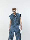 Itooh Retro Washed Distressed Denim Suit