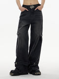 Itooh Distressed Washed Deconstructed Patchwork Jeans