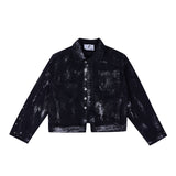 Itooh Metal Rivet Design Graffiti Denim Jacket + Jeans