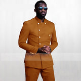 ITOOH African Style Male Royal Blue Tuxedos for Wedding Costume Groomsmen Best Man Slim Fit Double Breasted Blazer Pants