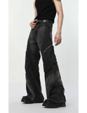 Itooh High Street Big Pocket Deconstructed Wide Leg Jeans