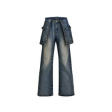 Itooh Washed Distressed Double-layered Jeans