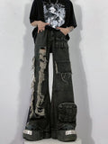 Itooh Retro Ripped Multi-pocket Cargo Jeans