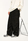 ITOOH Vintage Plaid Wide Leg Pants