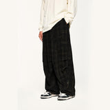 ITOOH Vintage Plaid Wide Leg Pants