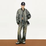 ITOOH Winter Outfits Men Dyed Distressed Padded Jacket