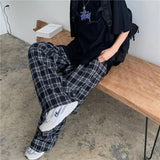 ITOOH Plaid Casual Trousers Pants