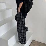 ITOOH Plaid Casual Trousers Pants