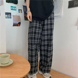 ITOOH Plaid Casual Trousers Pants