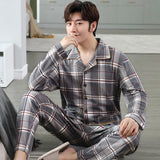 ITOOH 100% Cotton Pijama for Men Plaid Autumn Winter Sleepwear Pajamas Pyjamas Set 3XL Casual Striped Male Homewear Home Clothes