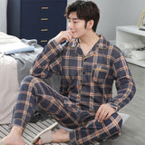 ITOOH 100% Cotton Pijama for Men Plaid Autumn Winter Sleepwear Pajamas Pyjamas Set 3XL Casual Striped Male Homewear Home Clothes