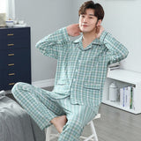 ITOOH 100% Cotton Pijama for Men Plaid Autumn Winter Sleepwear Pajamas Pyjamas Set 3XL Casual Striped Male Homewear Home Clothes