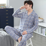 ITOOH 100% Cotton Pijama for Men Plaid Autumn Winter Sleepwear Pajamas Pyjamas Set 3XL Casual Striped Male Homewear Home Clothes