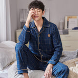 ITOOH 100% Cotton Pijama for Men Plaid Autumn Winter Sleepwear Pajamas Pyjamas Set 3XL Casual Striped Male Homewear Home Clothes