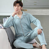 ITOOH 100% Cotton Pijama for Men Plaid Autumn Winter Sleepwear Pajamas Pyjamas Set 3XL Casual Striped Male Homewear Home Clothes